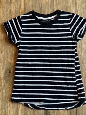 Little Bipsy Black & White Striped Kids Tee Tunic Pockets 12-18m